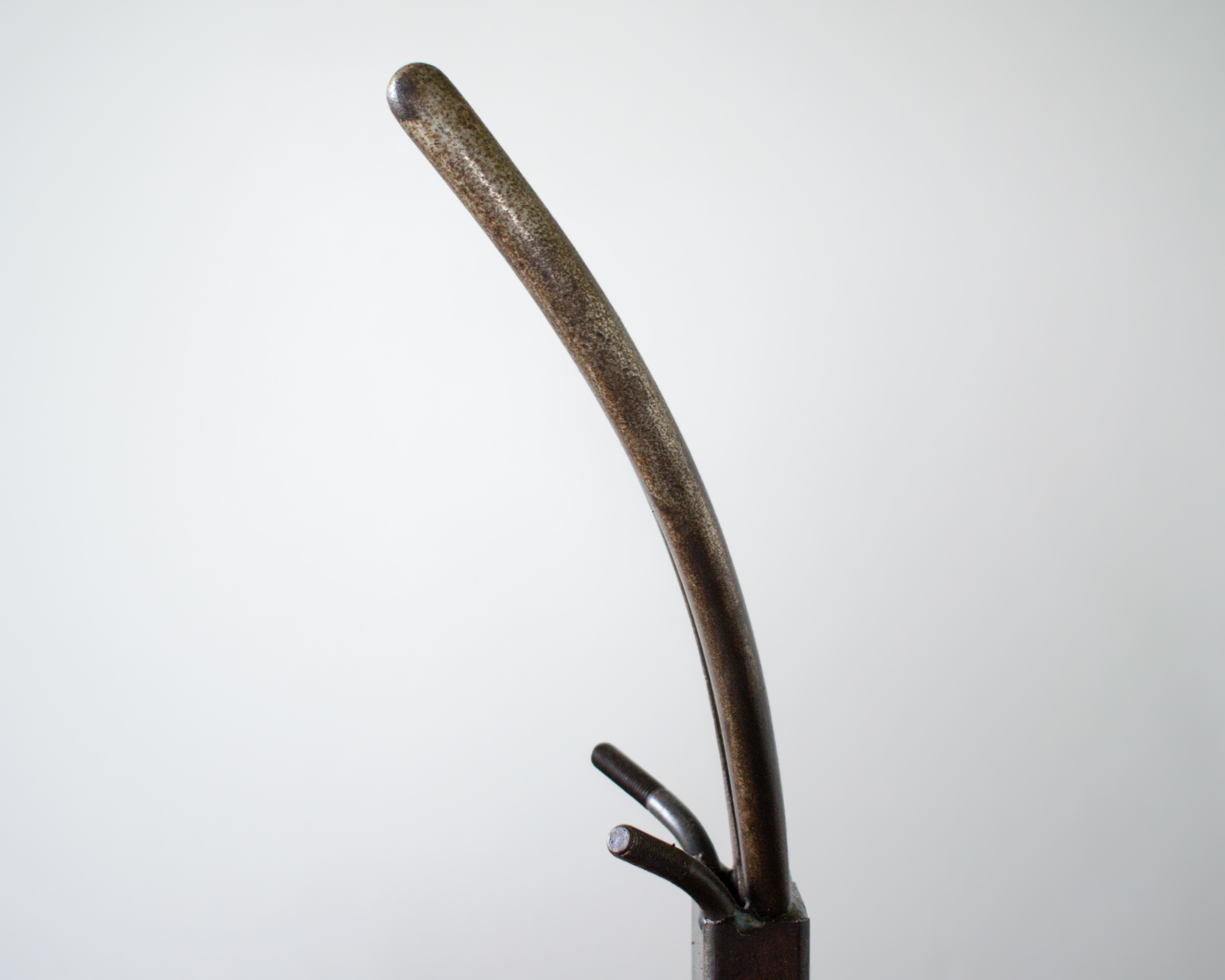 Detail of reclaimed steel pliers used as horns in welded antelope sculpture.